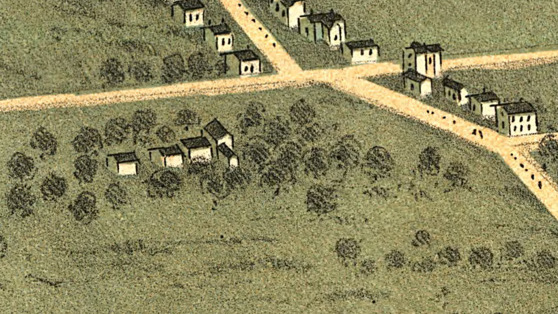 1871 Bird’s Eye View Map (Wilgus property is to the left)