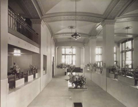 Banking Room (Lobby) of the First & City National Bank, circa 1920s.