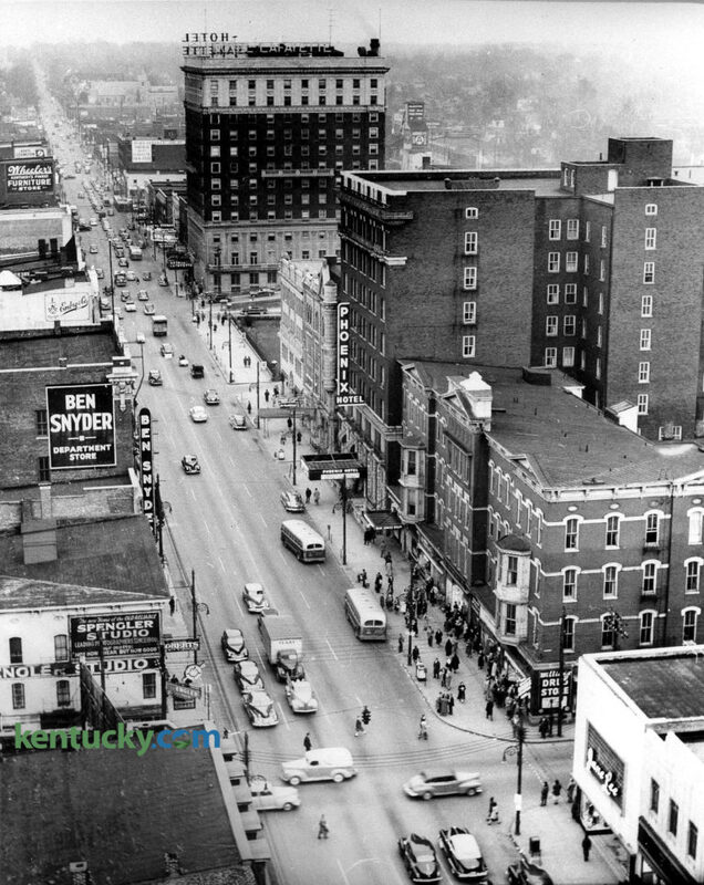 View of Main Street from the Fayette National Bank, 1949